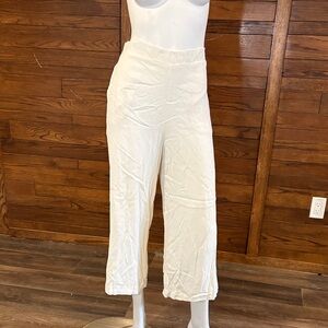 Katherine Barclay Ivory Cropped Wide-Leg Pull-On Pants